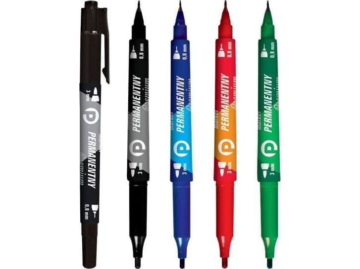 Tetis Permanent marker blue 2 round tips