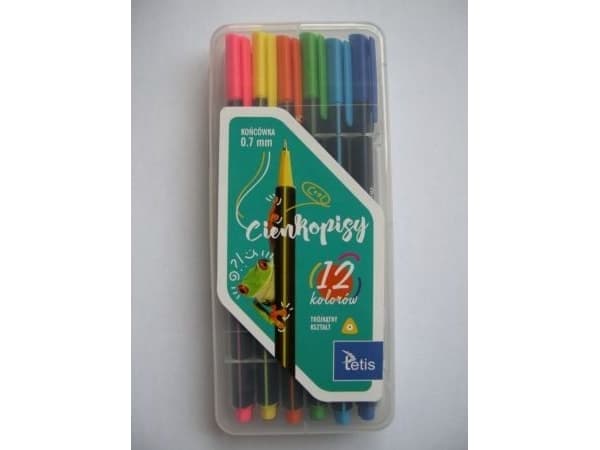 Tetis Fineliners 12col, trekantet, 0,7 mm (KC001-B)