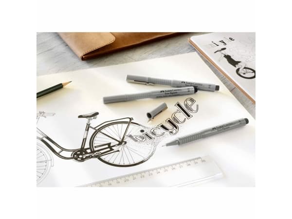 Faber-Castell 166008, Svart, Svart, Vit, Rund, Pigmentbaserat bläck, Metall, 8 styck