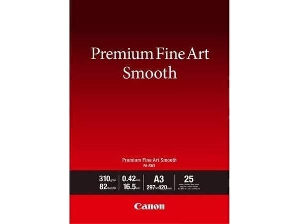 Canon Premium Fine Art Smooth FA-SM2 - Glatt - 16,5 mille - A3 Plus (330,2 x 482,6 mm) - 310 g/m² - 82 pund - 25 ark fotopapir