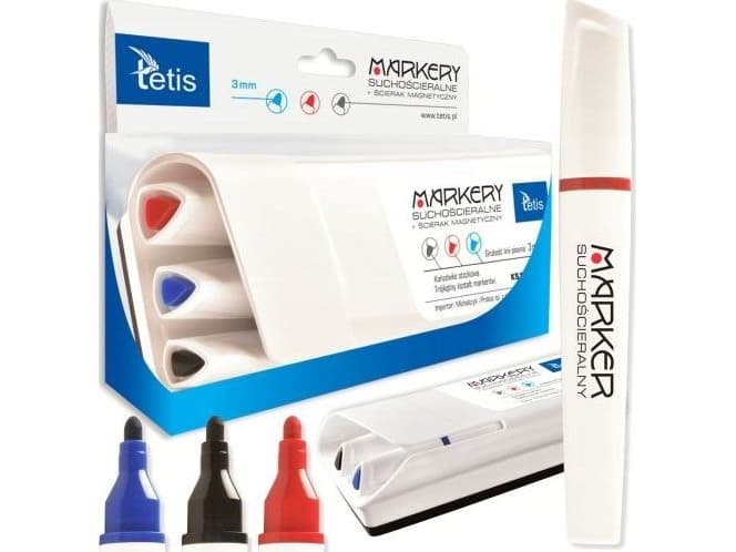 Tetis TETIS dry-erase marker 3 colors + Tetis TARGI magnetic eraser