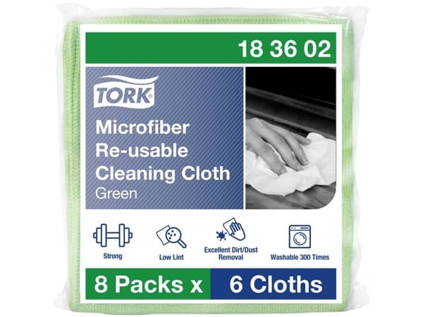 Tork 183602, Mikrofiber, Grön, Inget mönster, Handtvätt/maskintvätt, 90 ° C, 305 mm