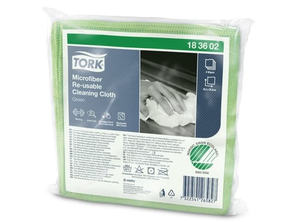 Tork 183602, Mikrofiber, Grön, Inget mönster, Handtvätt/maskintvätt, 90 ° C, 305 mm