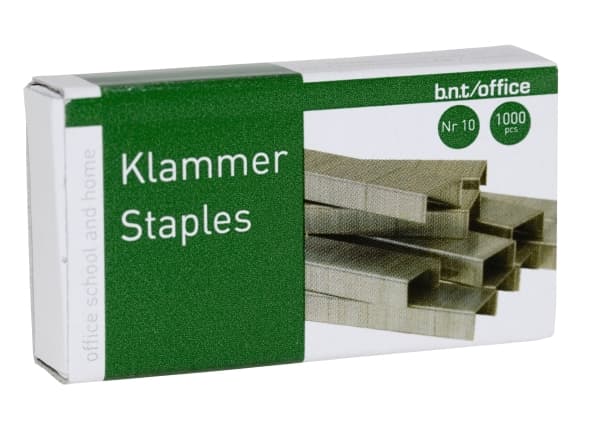 Hæfteklammer bnt/Office nr.10 op t/10ark galvan. 1000stk/pak - (5 stk.)