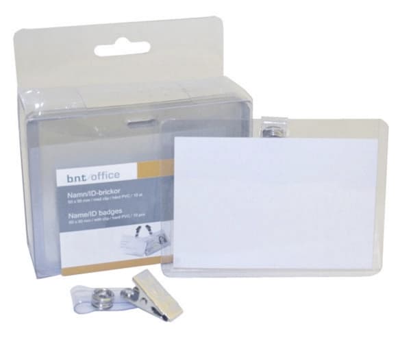Navneskilte t/ID 60x90mm hård plast liggende format - (10 stk.)