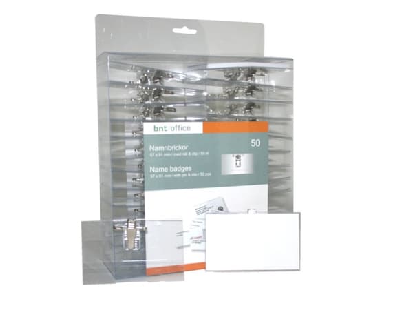 Namnskyltklämma/N�l 57x91, 50 st190x245x60mm 0,495kg (50 st) - (50 st per förpackning)