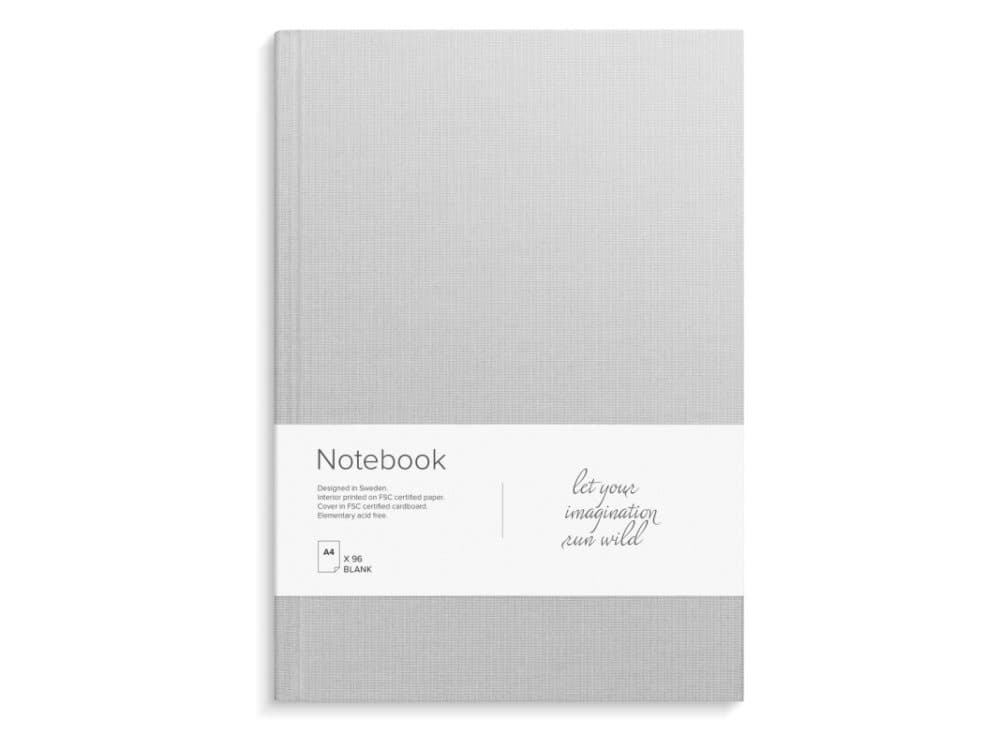 Burde Notebook, grått textiltryck, tomt, A4