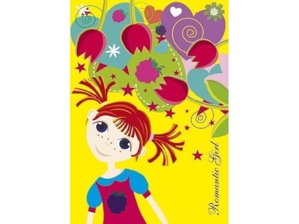 ibis/books Checkered notebook. Romantic girl. Yellow hackle