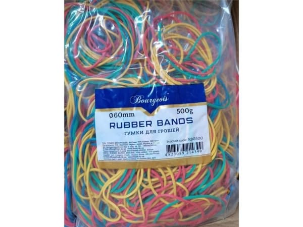 Fresh Gummibånd 60 mm 500g, blanding av farger