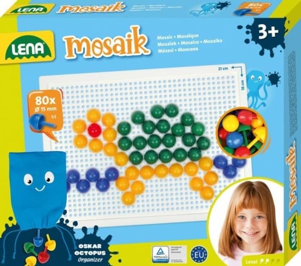 Lena Mosaik SM35624, 3 år, Gutt/Jente, Flerfarget, 80 stykker, Tsjekkisk Republikk, 30 mm