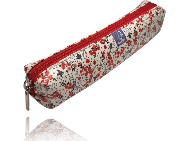 Bee-bee pencil case Mini rectangle pencil case Red flowers