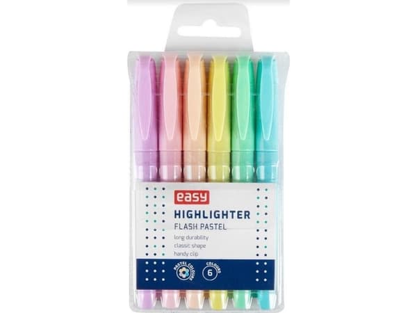 Easy Stationery Flash Pastell highlighter 6 farger EASY