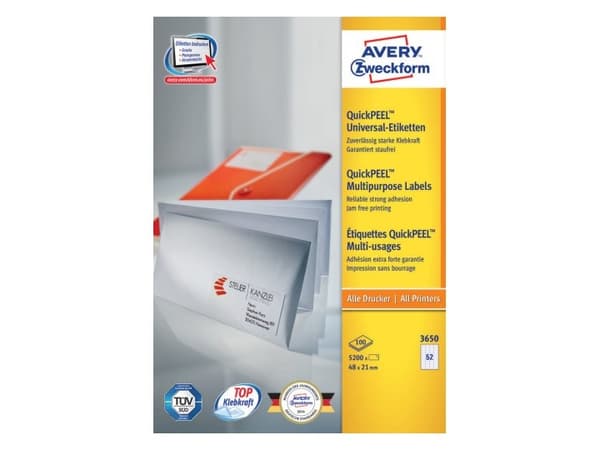 Avery Zweckform - Selv-adhesiv - hvit - 48 x 21 mm 5200 etikett(er) (100 ark x 52) merkelapper