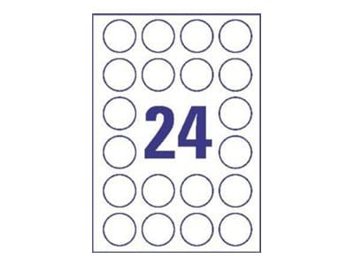 Avery Heavy Duty Laser Labels - Polymer - hvit - 40 mm rund 480 stk (20 ark x 24) merkelapper
