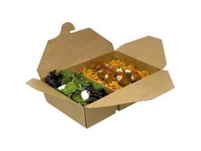Boks Catersource 2-rum 230/200x155/140x65 mm 1430ml 510/920ml karton med PE Brun,4 pk x 50 stk/krt