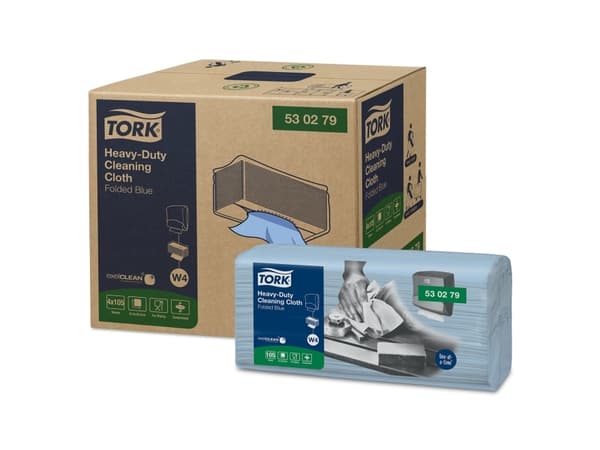 Aftørringsklud Tork Kraftig W4 1-lag 415x355 mm Toppak Blå,4 pk x 105 stk/krt