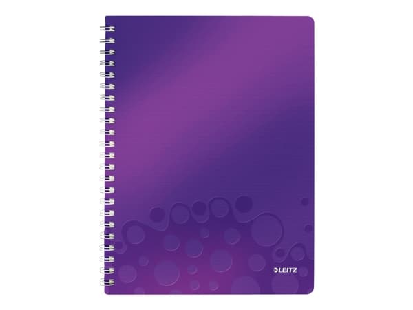 Leitz WOW - Skoleblokk - spiralbundet - A4 - 80 ark - rutet - purpur - polypropylen (PP)