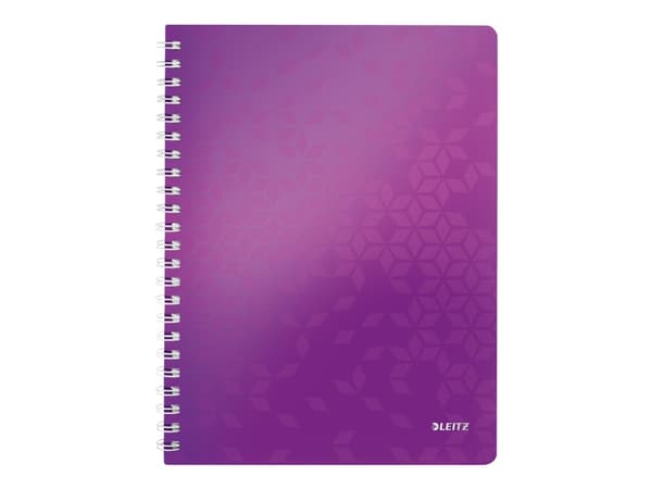Leitz WOW - Skoleblokk - spiralbundet - A4 - 80 ark - rutet - purpur - polypropylen (PP)