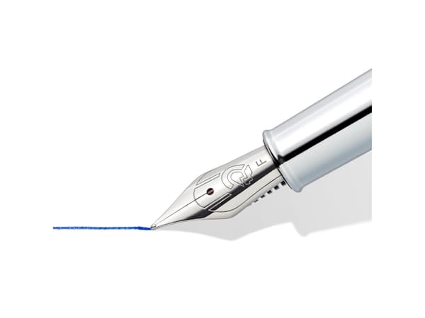 Staedtler triplus 474, Guld, Påfyllning med bläckpatronssystem, Blå, Metall, Rostfritt stål, Fin