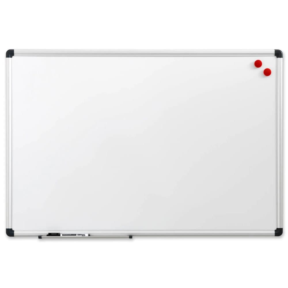 Whiteboard 50x35 cm magnetisk med aluminiumsramme inkl. 1 marker og 2 magneter