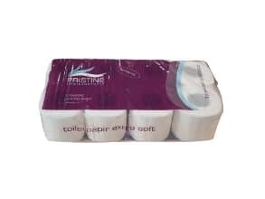 Toiletpapir Pristine Extra Soft 2-lag Ø10.5cm L33.75mxB9.6cm Nyfiber Hvid,12 pk x 8 rl/krt