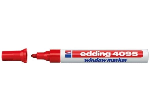 Edding Window Marker 4095, Röd, Röd, Vit, Vit, 2 mm, 3 mm, 10 styck