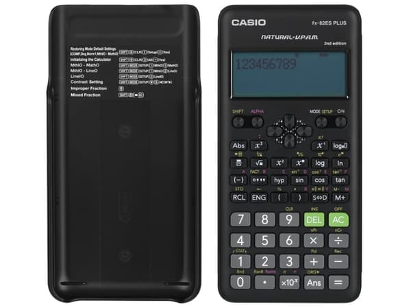 Casio FX-82ES PLUS-2, Lomme, Vitenskaplig, 12 sifre, Batteri, Sort