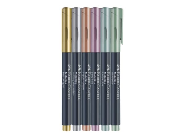 Faber-Castell Metallics - Markør - heart of gold, nothing else metals, copper cabana, berry nice, ice ice blue, wanderlust - vannbasert blekk - 1.5 m