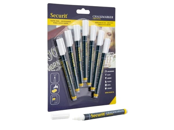 Securit® original kritpennor, set med sju stycken i vitt