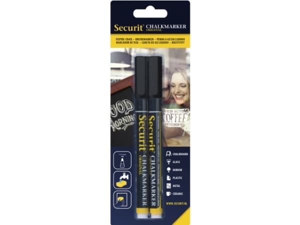 Securit® original kridtmarker sæt med to i sort