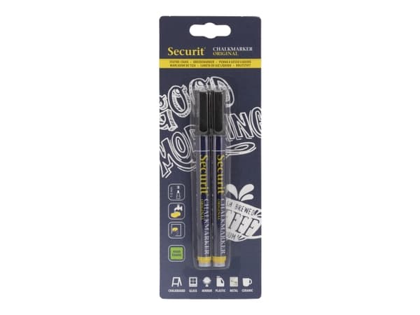 Securit® original kridtmarker sæt med to i sort