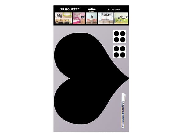 Securit FB-HEART, 300 x 500 mm, Melamine, Harpiks, Velcro mappe, Svart