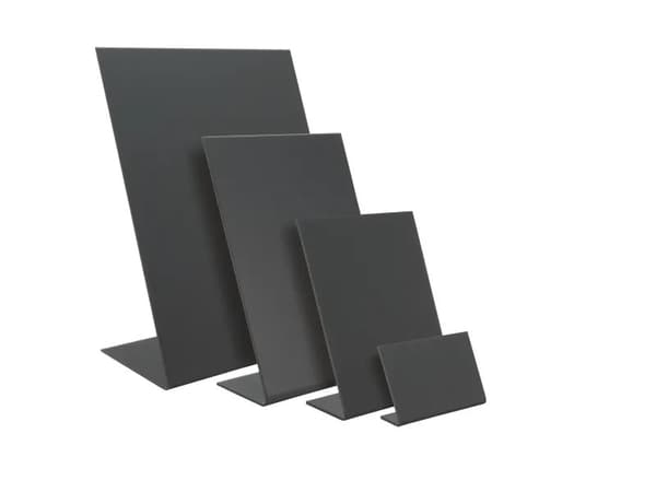 Securit® L-formet A5 akryl bordskilt i sort