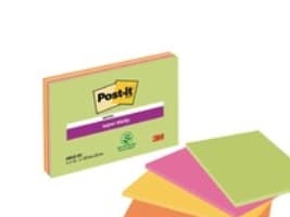 Post-it Super Sticky 6845-SS - Klistrelapper - large - 152 x 203 mm - 180 ark (4 x 45) - grønn, oransje, rosa, gul