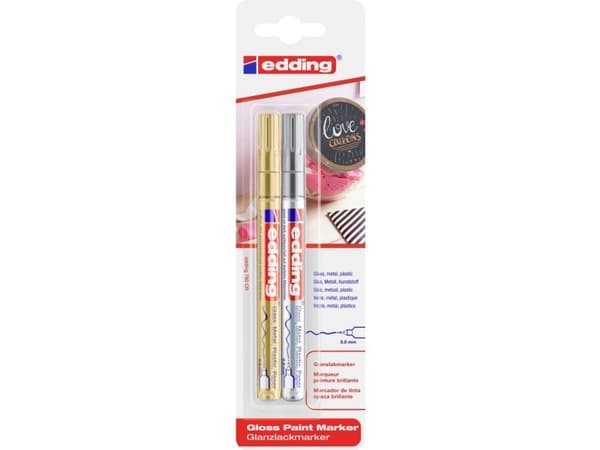edding 780 paint - Markering - permanent - silver, gyllene - pigmentbläck - 0.8 mm (paket om 2)