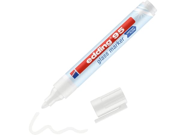 Edding 95 Glass, 1 stykker, Hvit, Projektil spiss, Hvit, Plast, 1,5 mm