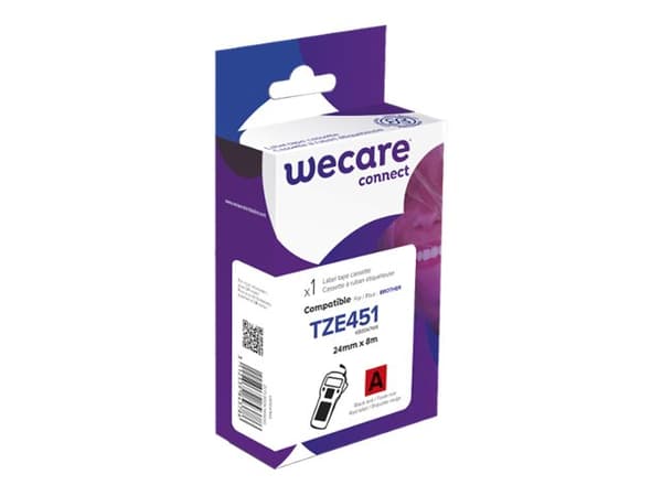 Wecare - Red background with black letters - Rull (2,4 cm x 8 m) 1 kassett(er) merketape - for Brother PT-D600; P-Touch PT-3600, D800, E550, E800, P7