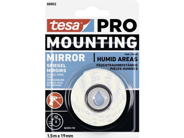 tesa Mounting PRO Spiegel 66952-00000-00 Monteringsbånd Hvid (L x B) 1,5 m x 19 mm 1 stk 1 stk