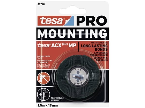tesa Mounting PRO ACX+ 66728-00000-00 Monteringsbånd Sort (L x B) 1,5 m x 19 mm 1 stk 1 stk