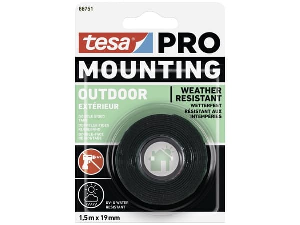 tesa Mounting PRO Outdoor 66751-00000-00 Monteringsbånd läpinäkyvä (L x B) 1,5 m x 19 mm 1 stk 1 stk