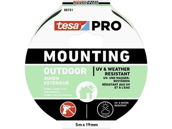 tesa Mounting PRO Outdoor 66751-00001-00 Monteringsbånd läpinäkyvä (L x B) 5 m x 19 mm 1 stk