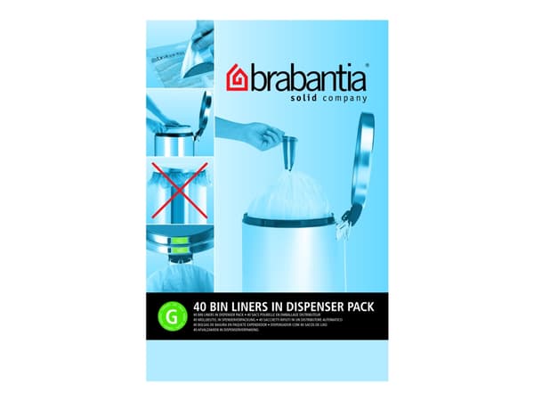 Brabantia Size G - Søppeldunkfôr - trekksnor - høytetthetspolyetylen (LDPE) - hvit - pakke av 40