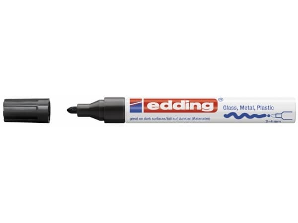 Paint marker Edding 750 permanent sort 2-4mm rund spids - (10 stk.)