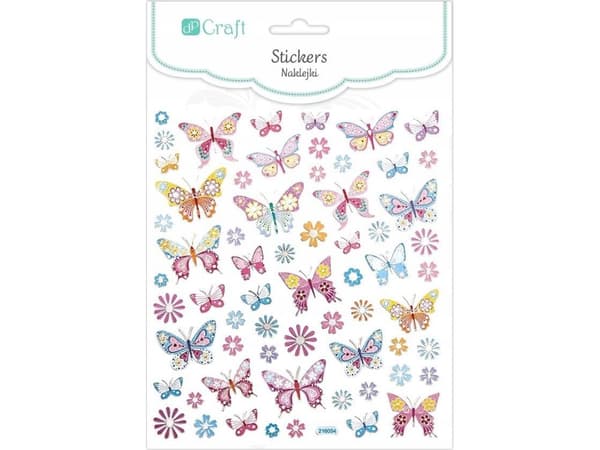 DP Craft Pastelli perhosia ja kukkia tarroja 63kpl