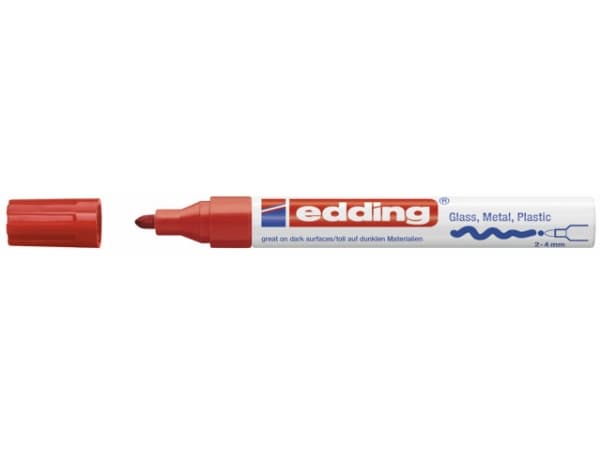 Paint marker Edding 750 permanent rød 2-4mm rund spids - (10 stk.)