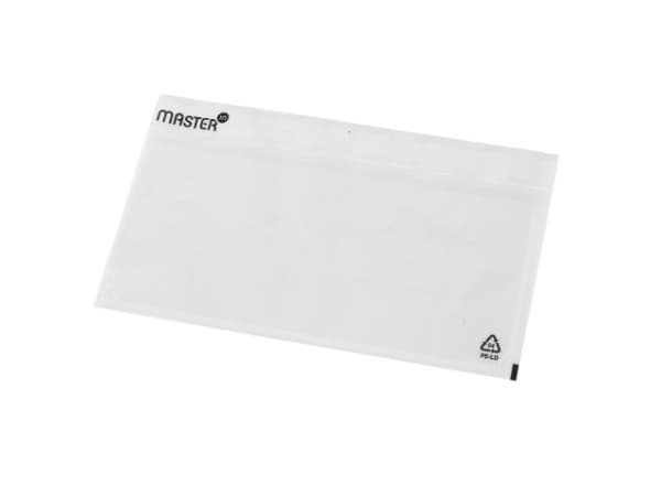 Følgeseddellomme i genbrugsplast LD u/tryk 240x140mm 1000stk/kar Plast40/Plast20/Papir46
