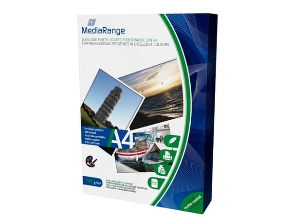 MediaRange - Matt - bestruket - vit - A4 (210 x 297 mm) - 140 g/m² - 100 ark fotopapper