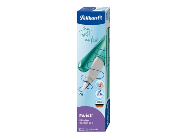 Pelikan Twist P457, Turkos, Påfyllning med bläckpatronssystem, Medium, Ambidextrous, Tyskland, Låda