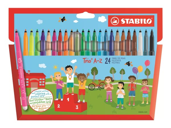 STABILO Trio A-Z - Fibertuppenn - ikke-permanent - assorterte farger - 0.7 mm - fin (en pakke 24)