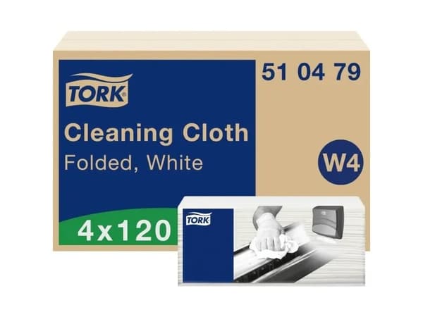 Aftørringsklud Tork W4 1-lag hvid 415x355 mm Toppak - (4 pakker x 120 stk.)